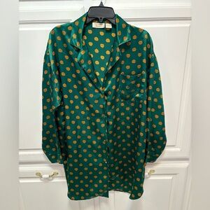 Victoria’s Secret Vintage Gold Label Emerald Green Night Shirt Women Size L